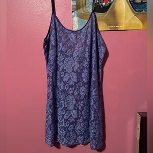 Purple sheer lace mini dress
